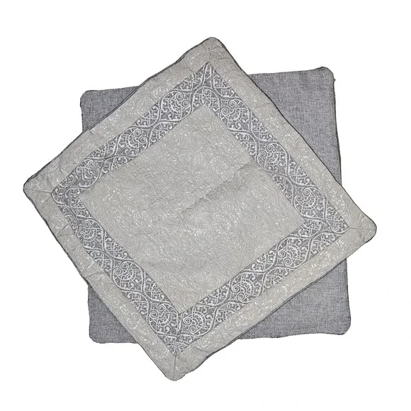 Croscill Akita Euro Pillow Shams Square Set of 2 Embroidered Tweed Retired Print